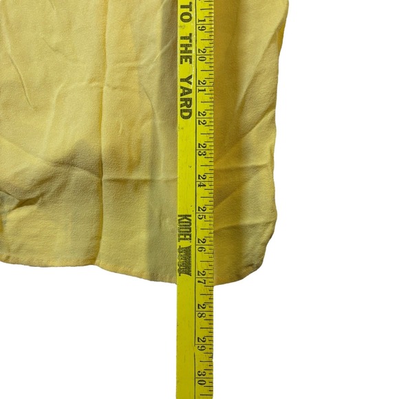 Bob Mackie Yellow Silk Embroidered Cutout Long Sleeve Button Up Shirt Top XS - Picture 8 of 9